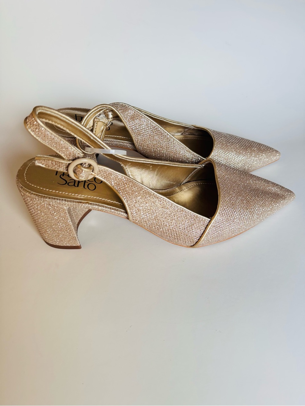 SARTO By Franco Sarto Rose Gold Glitter Slingback Pumps